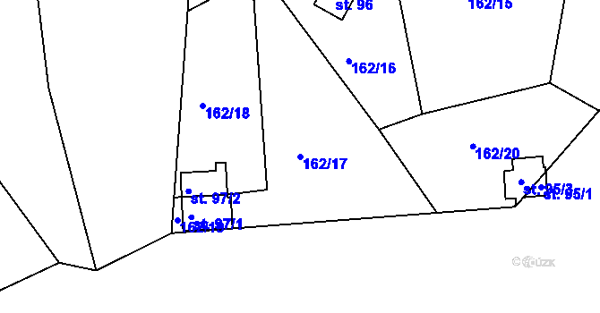 Parcela st. 162/17 v KÚ Vrcovice, Katastrální mapa