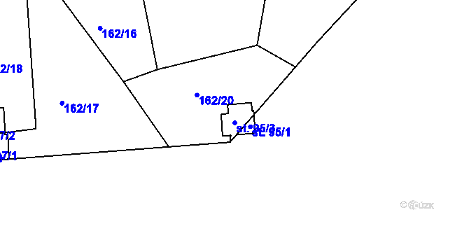 Parcela st. 95/3 v KÚ Vrcovice, Katastrální mapa