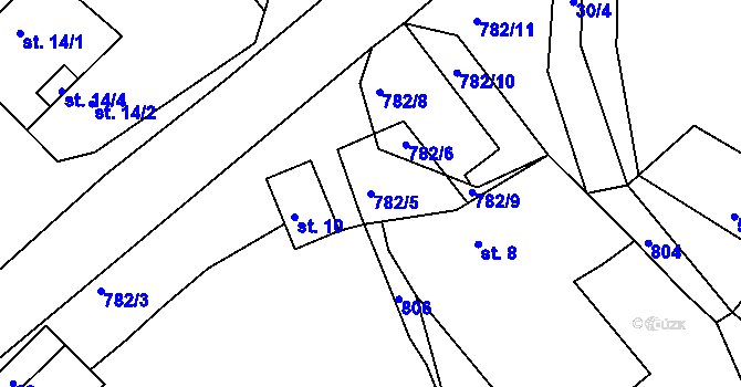 Parcela st. 782/5 v KÚ Vrcovice, Katastrální mapa