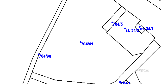 Parcela st. 704/41 v KÚ Vrcovice, Katastrální mapa