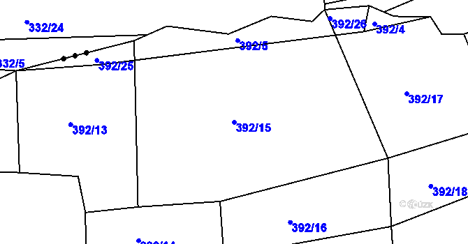 Parcela st. 392/15 v KÚ Vrcovice, Katastrální mapa