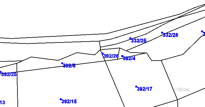 Parcela st. 392/26 v KÚ Vrcovice, Katastrální mapa