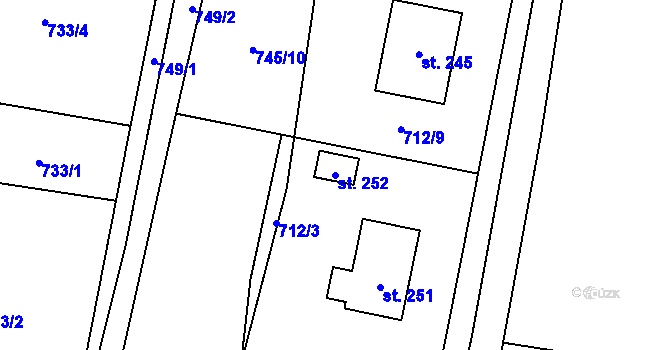 Parcela st. 252 v KÚ Vrcovice, Katastrální mapa