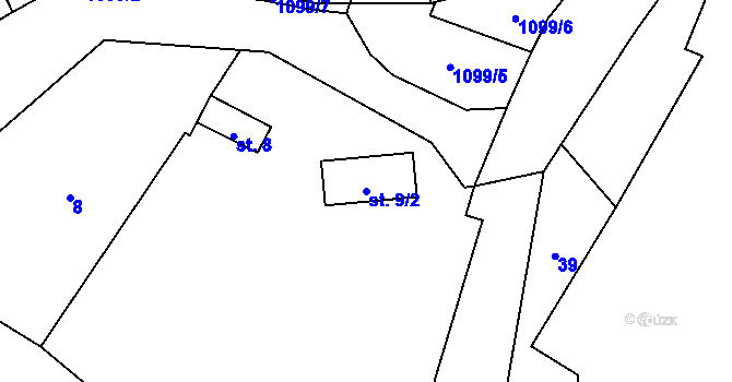 Parcela st. 9/2 v KÚ Sedliště nad Úslavou, Katastrální mapa