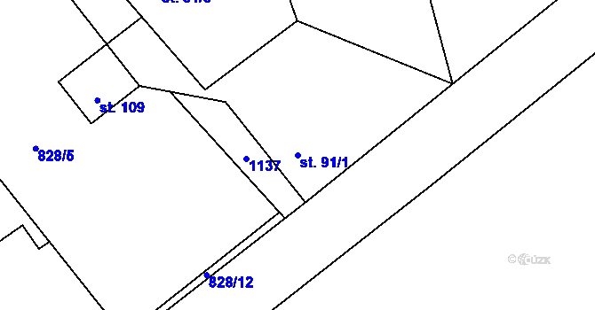 Parcela st. 91/1 v KÚ Sedliště nad Úslavou, Katastrální mapa