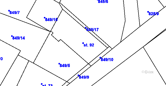 Parcela st. 92 v KÚ Sedliště nad Úslavou, Katastrální mapa