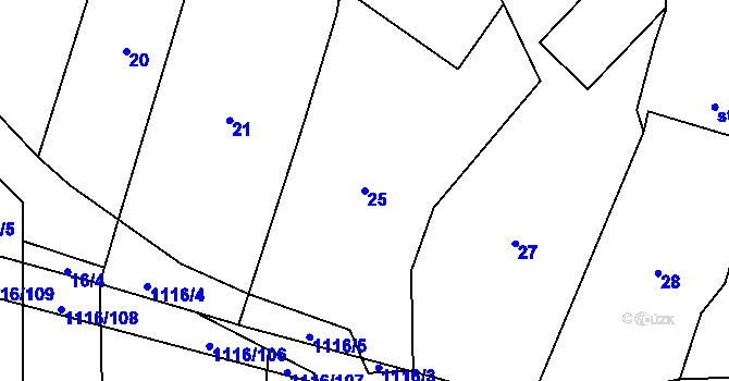 Parcela st. 25 v KÚ Sedliště nad Úslavou, Katastrální mapa
