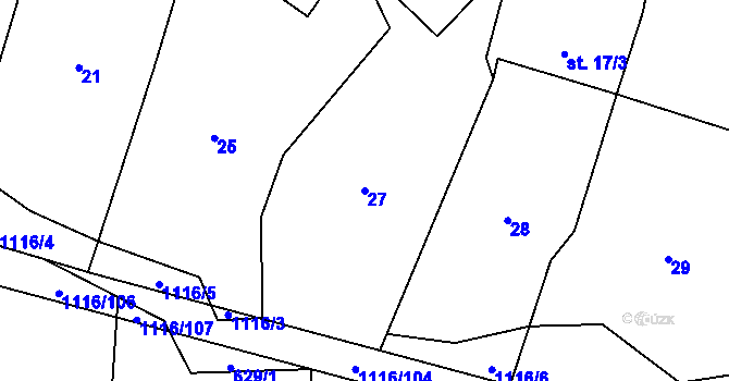 Parcela st. 27 v KÚ Sedliště nad Úslavou, Katastrální mapa