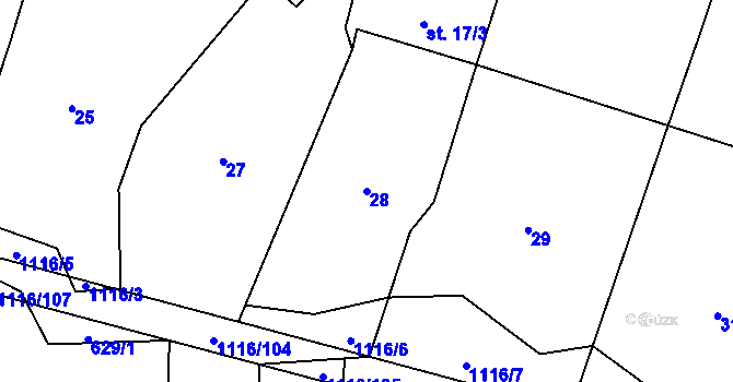 Parcela st. 28 v KÚ Sedliště nad Úslavou, Katastrální mapa