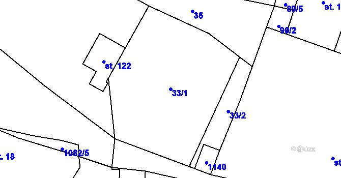 Parcela st. 33/1 v KÚ Sedliště nad Úslavou, Katastrální mapa