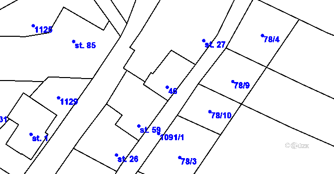 Parcela st. 46 v KÚ Sedliště nad Úslavou, Katastrální mapa