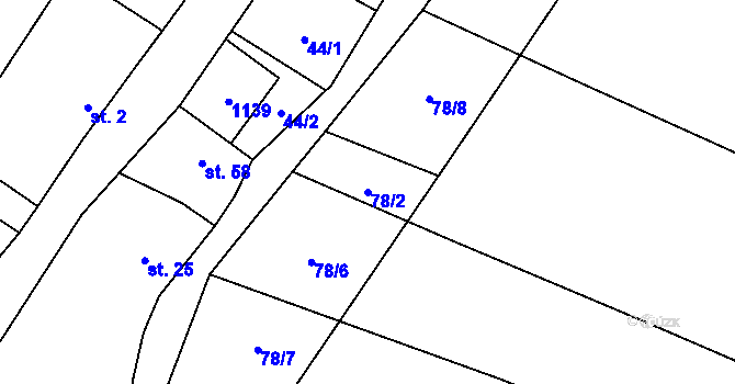 Parcela st. 78/2 v KÚ Sedliště nad Úslavou, Katastrální mapa