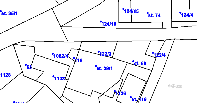 Parcela st. 122/3 v KÚ Sedliště nad Úslavou, Katastrální mapa