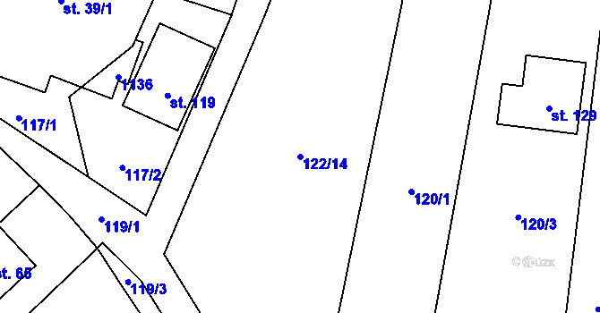 Parcela st. 122/14 v KÚ Sedliště nad Úslavou, Katastrální mapa