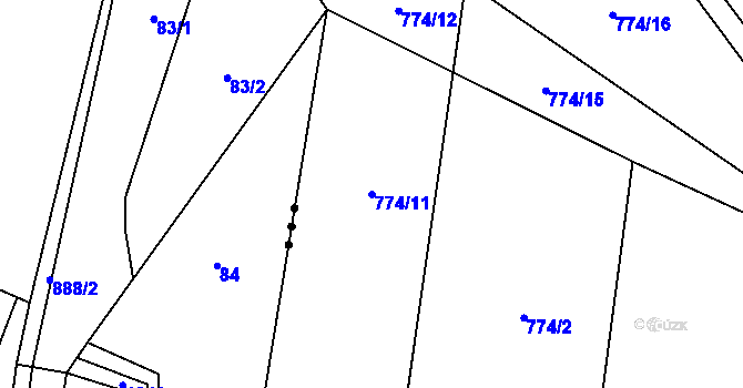 Parcela st. 774/11 v KÚ Sedliště nad Úslavou, Katastrální mapa