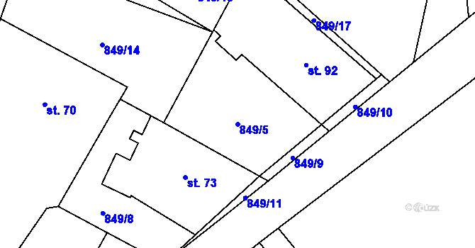 Parcela st. 849/5 v KÚ Sedliště nad Úslavou, Katastrální mapa