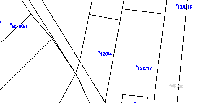 Parcela st. 120/4 v KÚ Sedliště nad Úslavou, Katastrální mapa