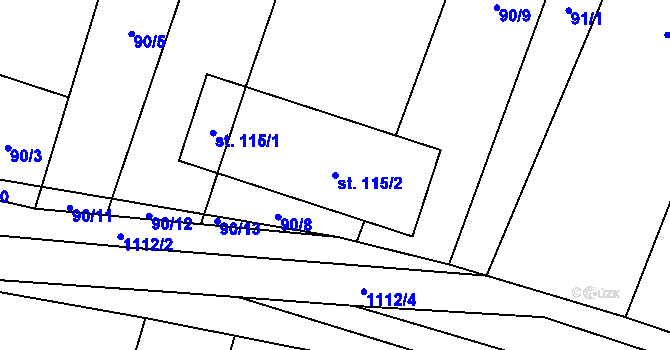 Parcela st. 115/2 v KÚ Sedliště nad Úslavou, Katastrální mapa