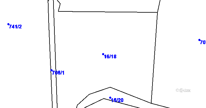 Parcela st. 16/18 v KÚ Sedliště nad Úslavou, Katastrální mapa