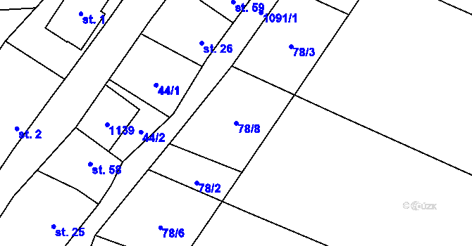 Parcela st. 78/8 v KÚ Sedliště nad Úslavou, Katastrální mapa