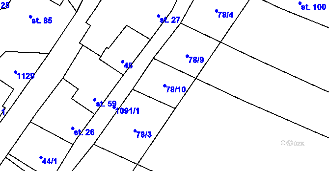 Parcela st. 78/10 v KÚ Sedliště nad Úslavou, Katastrální mapa