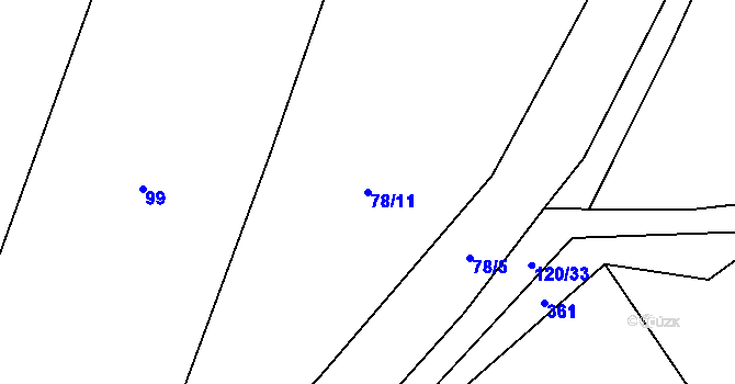 Parcela st. 78/11 v KÚ Sedliště nad Úslavou, Katastrální mapa