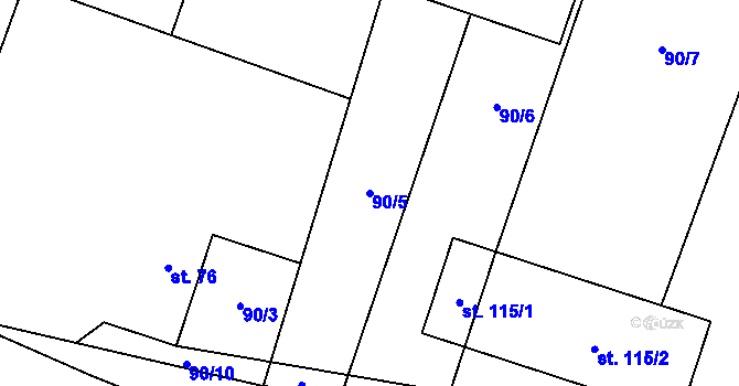 Parcela st. 90/5 v KÚ Sedliště nad Úslavou, Katastrální mapa