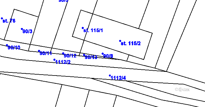 Parcela st. 90/8 v KÚ Sedliště nad Úslavou, Katastrální mapa