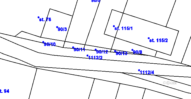 Parcela st. 90/12 v KÚ Sedliště nad Úslavou, Katastrální mapa