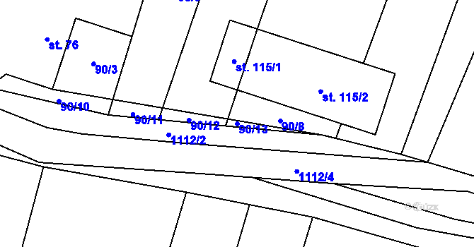 Parcela st. 90/13 v KÚ Sedliště nad Úslavou, Katastrální mapa