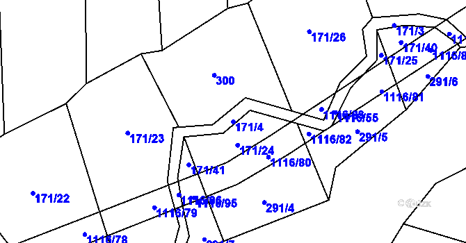 Parcela st. 171/4 v KÚ Sedliště nad Úslavou, Katastrální mapa