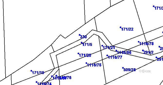 Parcela st. 171/5 v KÚ Sedliště nad Úslavou, Katastrální mapa