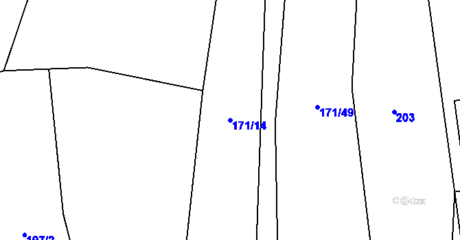Parcela st. 171/14 v KÚ Sedliště nad Úslavou, Katastrální mapa