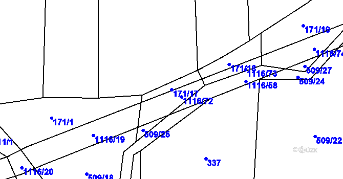 Parcela st. 171/17 v KÚ Sedliště nad Úslavou, Katastrální mapa