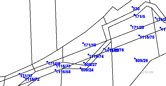 Parcela st. 171/19 v KÚ Sedliště nad Úslavou, Katastrální mapa