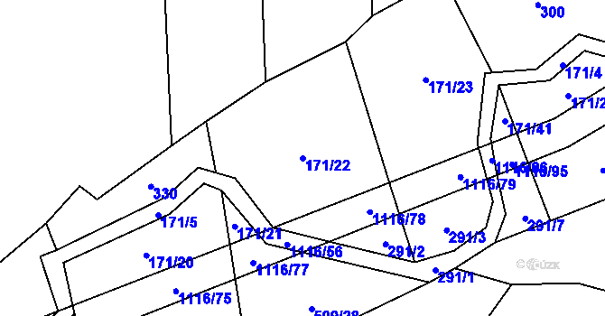 Parcela st. 171/22 v KÚ Sedliště nad Úslavou, Katastrální mapa