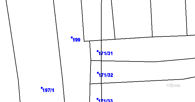 Parcela st. 171/31 v KÚ Sedliště nad Úslavou, Katastrální mapa