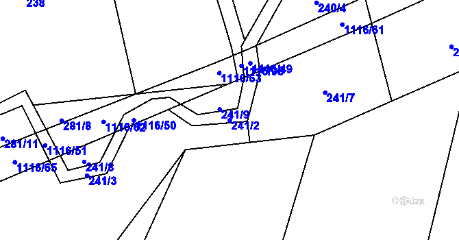 Parcela st. 241/2 v KÚ Sedliště nad Úslavou, Katastrální mapa