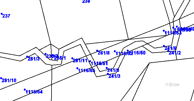 Parcela st. 281/8 v KÚ Sedliště nad Úslavou, Katastrální mapa