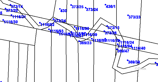 Parcela st. 369/23 v KÚ Sedliště nad Úslavou, Katastrální mapa