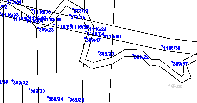 Parcela st. 369/39 v KÚ Sedliště nad Úslavou, Katastrální mapa