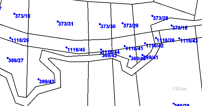 Parcela st. 369/42 v KÚ Sedliště nad Úslavou, Katastrální mapa
