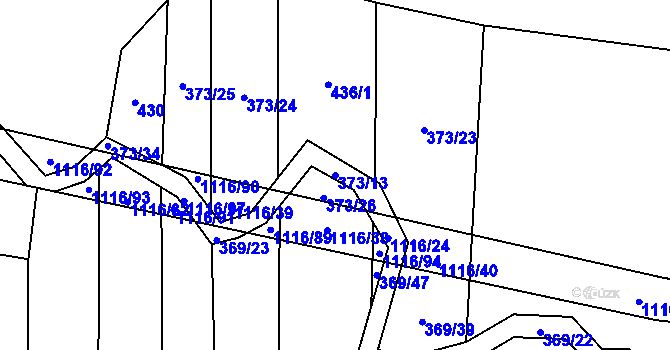 Parcela st. 373/13 v KÚ Sedliště nad Úslavou, Katastrální mapa