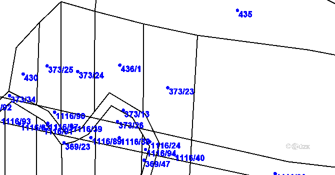 Parcela st. 373/23 v KÚ Sedliště nad Úslavou, Katastrální mapa