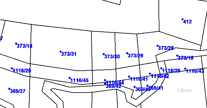 Parcela st. 373/30 v KÚ Sedliště nad Úslavou, Katastrální mapa