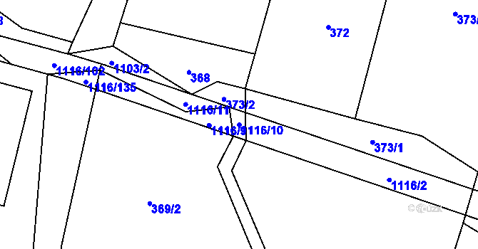 Parcela st. 1116/10 v KÚ Sedliště nad Úslavou, Katastrální mapa