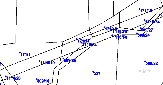 Parcela st. 1116/72 v KÚ Sedliště nad Úslavou, Katastrální mapa