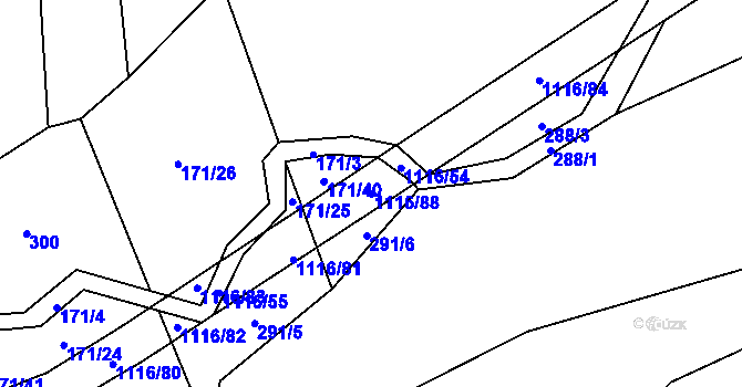 Parcela st. 1116/88 v KÚ Sedliště nad Úslavou, Katastrální mapa