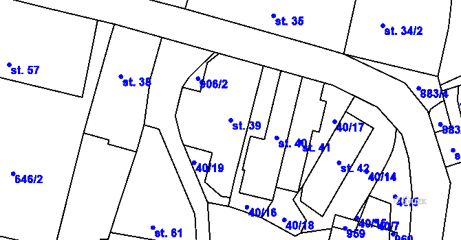 Parcela st. 39 v KÚ Srby nad Úslavou, Katastrální mapa
