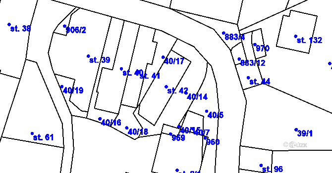 Parcela st. 42 v KÚ Srby nad Úslavou, Katastrální mapa
